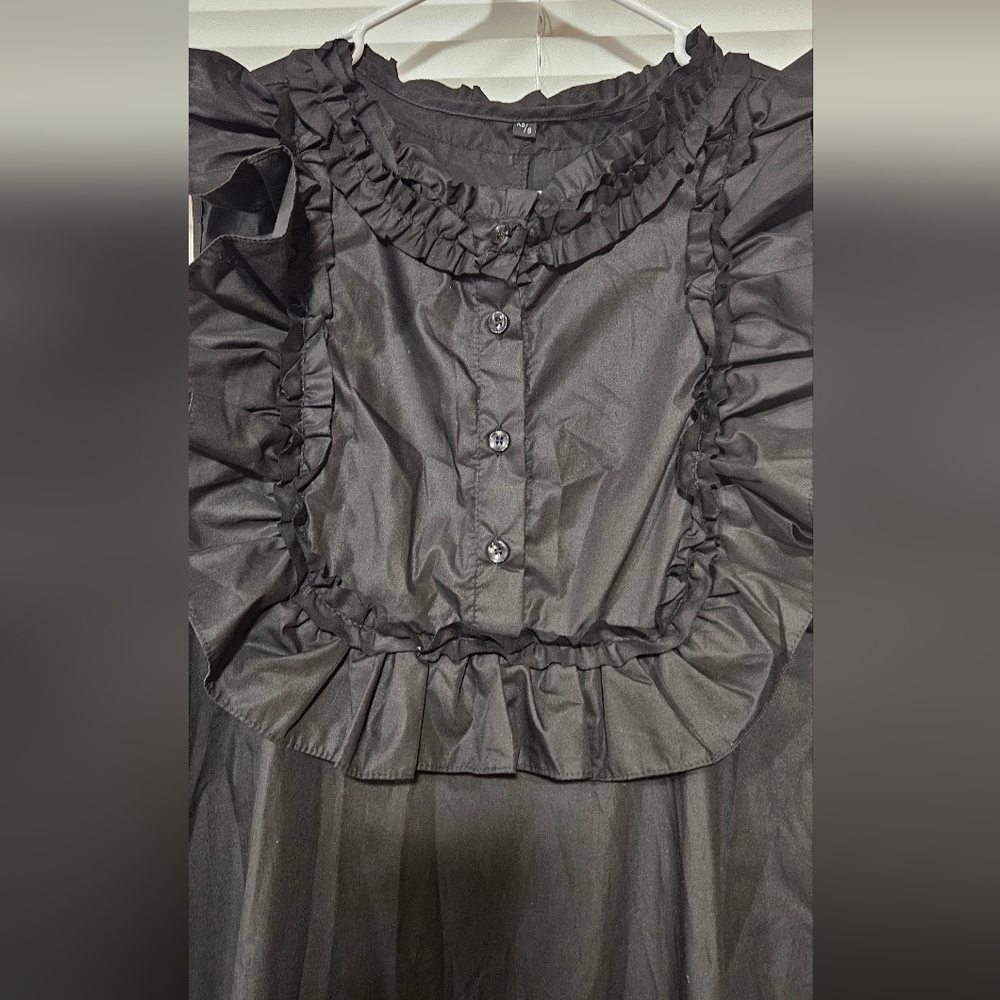 Elegant Black Ruffled Women's Dress Size S - Picture 2 of 8
